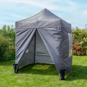 Pop Up 2x2 Gazebo With Sides Dark Grey