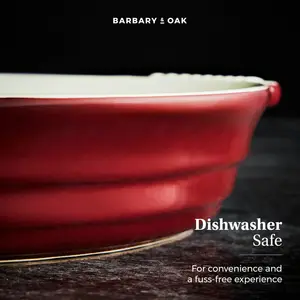 Barbary & Oak B0875002BLU Foundry Ceramic Oval Oven Dish With One Large And One Small Dish, Limoges Blue Bordeaux Red