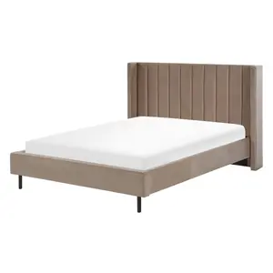 Velvet EU Double Size Bed Taupe VILLETTE