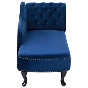 Right Hand Chaise Lounge Velvet Navy Blue NIMES