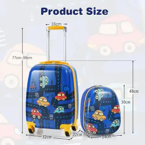 Costway 2PCS Kids Luggage Set 12" Backpack & 18" Carry-on Suitcase with Wheels