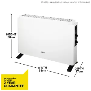 Zanussi Electric Convection Heater Convector Radiator 2000W White ZCVH4004