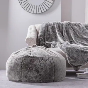 icon Fluffy Giant Bean Bag Chair Adult - Grey with Bean Bag Filling