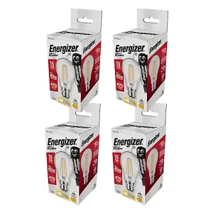 Energizer LED BC (B22) GLS Filament Non-Dimmable Bulb, Warm White 470 lm 4W (Pack of 4)