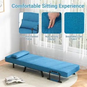 Costway Convertible Single Folding Sofa Bed Sleep Chair w/ 6 Positions Adjustable Backrest