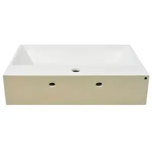 Belfry Bathroom Rochell 605mm L x 425mm W White Ceramic Rectangular Sink with Overflow