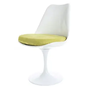 White Tulip Dining Chair with Luxurious Green Cushion