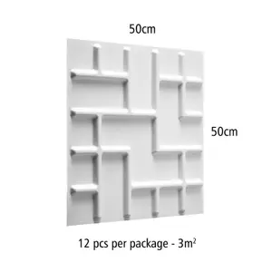 Tetris Design 12 Boards 50x50cm 3D Wall Panel