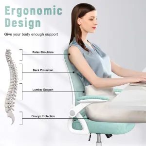 Ergonomic Office Desk Chair with Flip-up Armrest Lumbar Support,Padded Seat Cushion for Home and Office