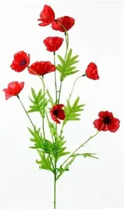 NEOFLEUR 80cm Wild Red Poppy Flower Stem With 9 Heads. Tall Artificial Meadow Flower. Poppy, Poppies. (1)