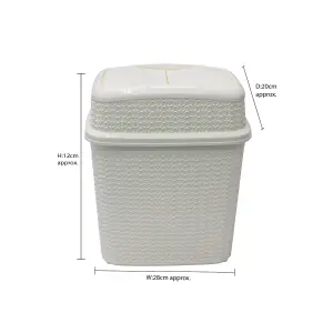 JVL Loop Toilet Brush and Rectangular Lidded Bin - White