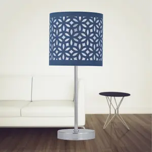 First Choice Lighting Set of 2 Navy Blue Laser Cut 15.5cm Table Lamp Shades