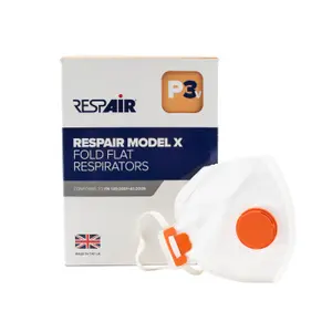 FFP3 Masks - Single - Respair Model X Fold Flat Respirators P3v with Valve