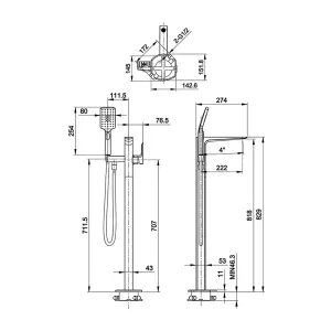 Luxury Freestanding Bath Shower Mixer in Polished Chrome