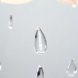 ValueLights Children's Nursery White Rain Cloud With Acrylic Jewel Raindrops Pendant Light Shade