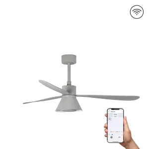 Luminosa Amelia Large Cone Led Grey Ceiling Fan Smart, 6 Speed