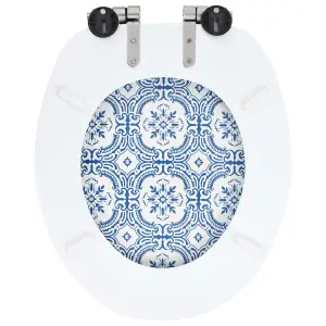 vidaXL WC Toilet Seat with Soft Close Lid MDF Porcelain Design