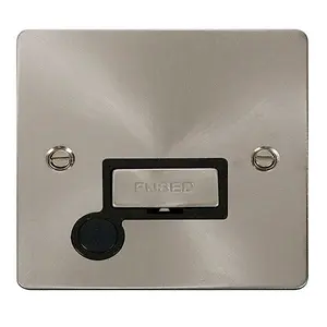 Flat Plate Satin / Brushed Chrome 13A Fused Ingot Connection Unit With Flex - Black Trim - SE Home