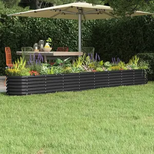 Berkfield Garden Planter Powder-coated Steel 332x40x36 cm Anthracite