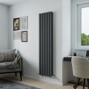 Agadon Lola Duplex Designer Panel Radiator 1800 x 448 mm Textured Anthracite