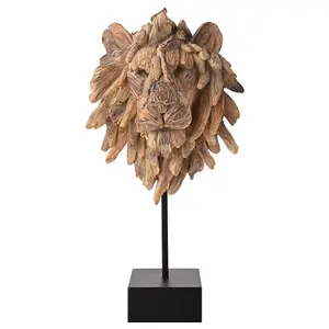 Naturecraft Resin Driftwood Collection Lion Head on a Stand