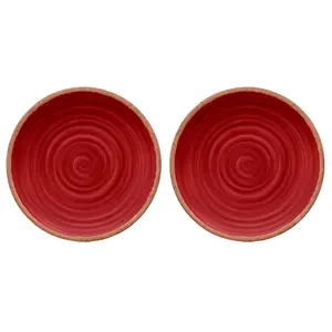 Purely Home Rustic Swirl Red Melamine Dinner Plates - Set of 2