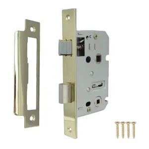 Bathroom Mortice Lock Brass Sashlock 2.5" 64mm Bolt Through Reversable Bath Door