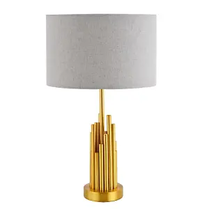 Modern Stalagmite Designed Table Lamp Base with Multi Level Pipes in Satin Gold