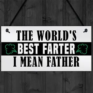 Red Ocean Funny Fathers Day Sign BEST FARTER Novelty Gift For Dad Daddy Birthday Gift For Dad For Him Daughter Gifts Joke Humour