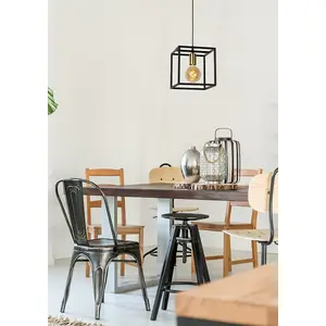 Lucide Ruben Modern Cube Pendant Light - 1xE27 - Black