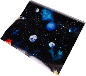 Arthouse Kids Cosmos Space Planets & Stars Charcoal Wallpaper Gaming Room - 668100