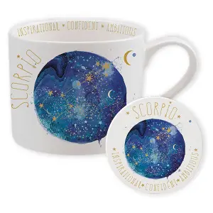 Summer Thornton Scorpio Mug and Coaster Set White/Blue (One Size)