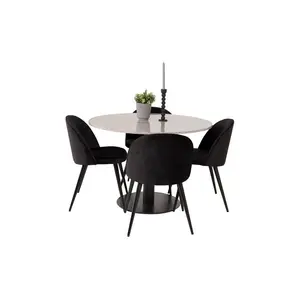 Withernsea Dining Set with 4 Chairs Black / White