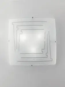 Luminosa CONCEPT 2 Light Patterned Glass Flush Ceiling Light White 30x30cm