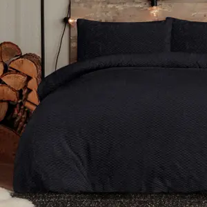 Smart Living Luxury Super Soft & Reversible Waffle Teddy Fleece Duvet Cover with Pillowcase