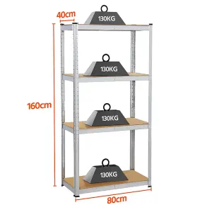 Yaheetech Silver 2Pcs 4 Tier Metal Storage Shelves for workshop Living Room