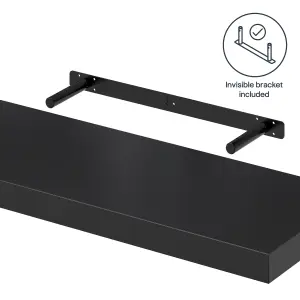 GoodHome Cusko Black Rectangular Floating shelf (L)80cm x (D)23.5cm