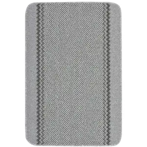 Washable Designer Rugs & Mats Lined Bordered Design in Grey 116G