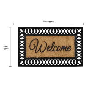 JVL Orana Embossed Rubber Tuffscrape Coir Doormat, 40x70cm