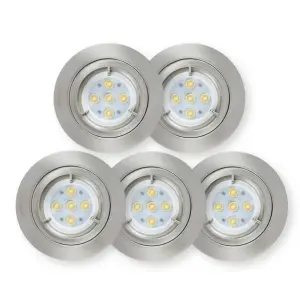 Arlec GU10 IP20 Downlight - Brushed Nickel - Multipack x5 (Warm White Lamps Included)