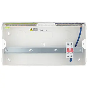 BG Metal Consumer Unit 19 Module, 17 Way Unpopulated With 100A Main Switch, 2 x Cover Blanks With Up Opening Front Cover