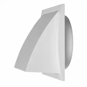 White Wall Outlet Duct Cowl 150mm x 150mm / 100mm Hose Flap