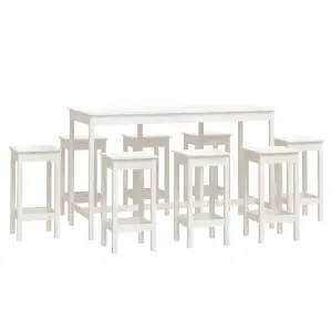 Berkfield 9 Piece Bar Set White Solid Wood Pine