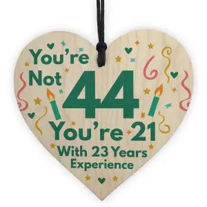 Red Ocean Funny Birthday Gifts For Women Novelty 44th Birthday Gift For Men Wooden Heart Sign Funny Birthday Card