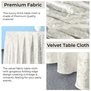 Diamond Velvet Round Tablecloth, Ivory , 70 Inch