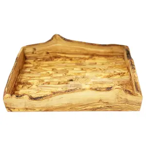 Olive Wood Natural Grained Rustic Kitchen Dining Large Serving Tray 45cm x 29cm