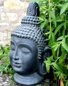 Stone Effect Buddha Head Large Statue