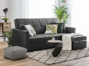 Solana Botton Tuffted 3 Seater Pull Out Sofa Bed Dark Grey