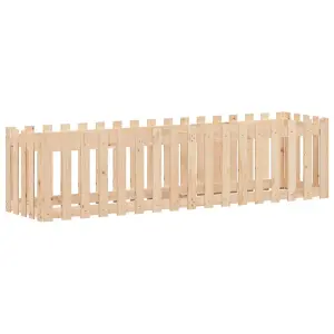 Berkfield Garden Raised Bed with Fence Design 200x50x50 cm Solid Wood Pine