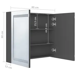 Berkfield LED Bathroom Mirror Cabinet Grey 80x12x68 cm